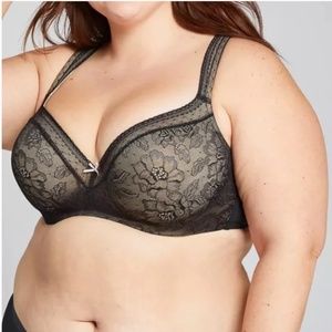Cacique Modern Lace Lightly Lined Balconette Bra - Black 38DD